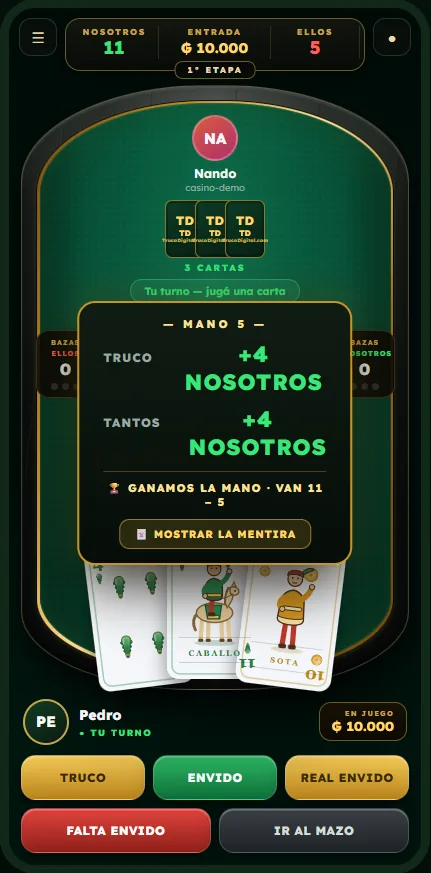 Partida en vivo — Truco Digital