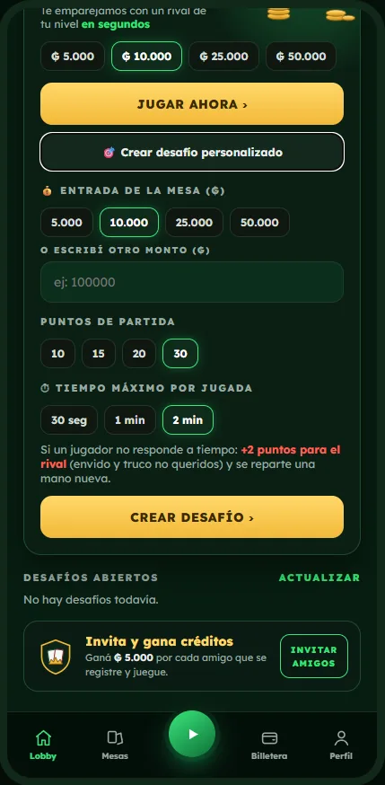 Matchmaking del pool — Truco Digital